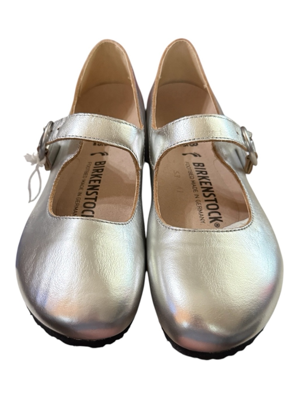 Birkenstock Tracy Mary Jane Flats Silver Leather EU 38 US Women’s 7 NIB